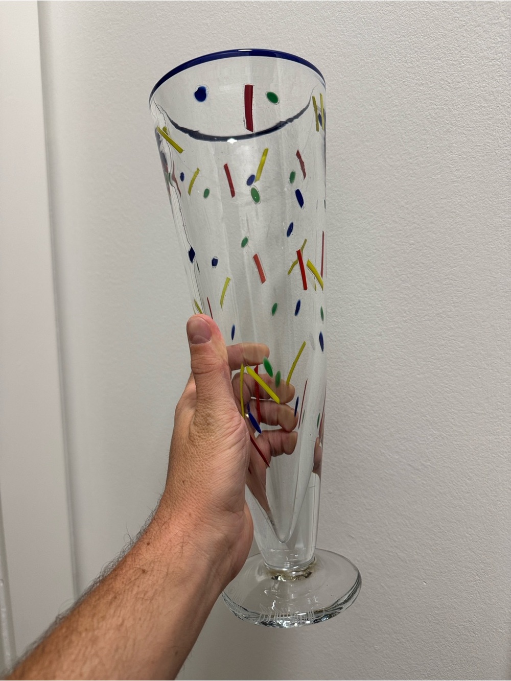 Murano Hand-Blown John Burchetta 1994 Confetti Glass Vase
